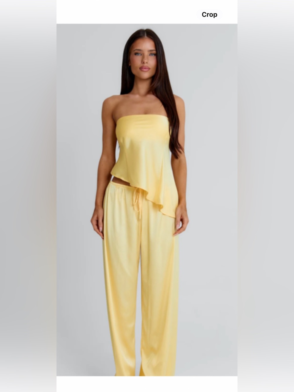 Strapless Asymmetrical Satin Top & pants set